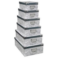 AUFBEWAHRUNGSBOXEN Set Delicat 6-tlg., mit Floralmuster, Pappe, Edelstahl - Silberfarben, Papier (33.5/16/48cm) - 5five Simply Smart