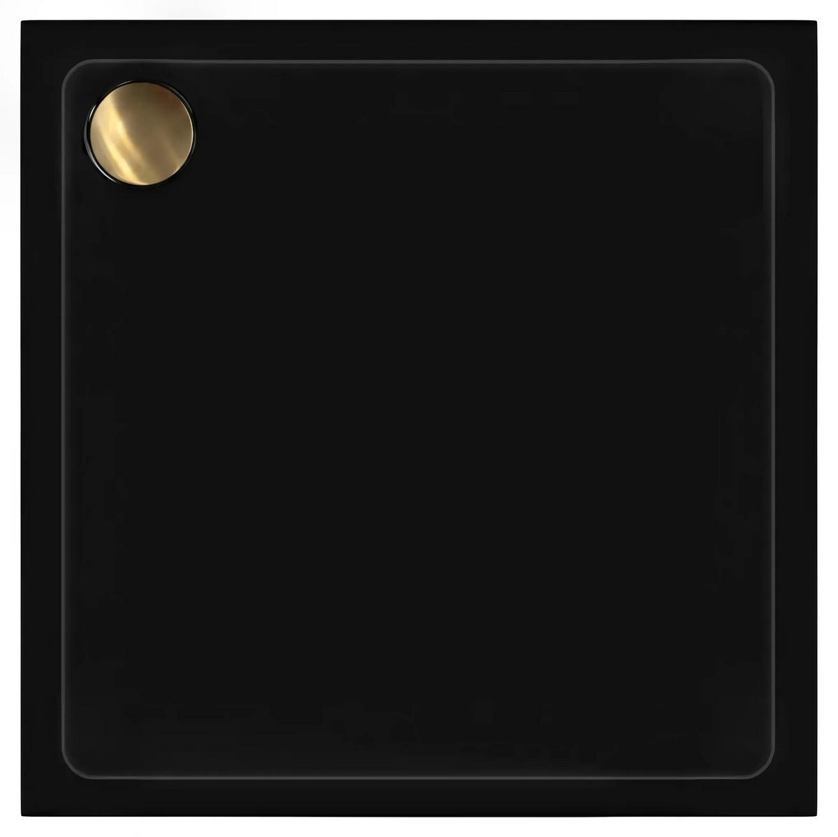 ACRYL Duschwanne Rea Savoy Black 80x80 Gebürstete Gold Abdeckung - Schwarz, Keramik (80/6/80cm) - REA