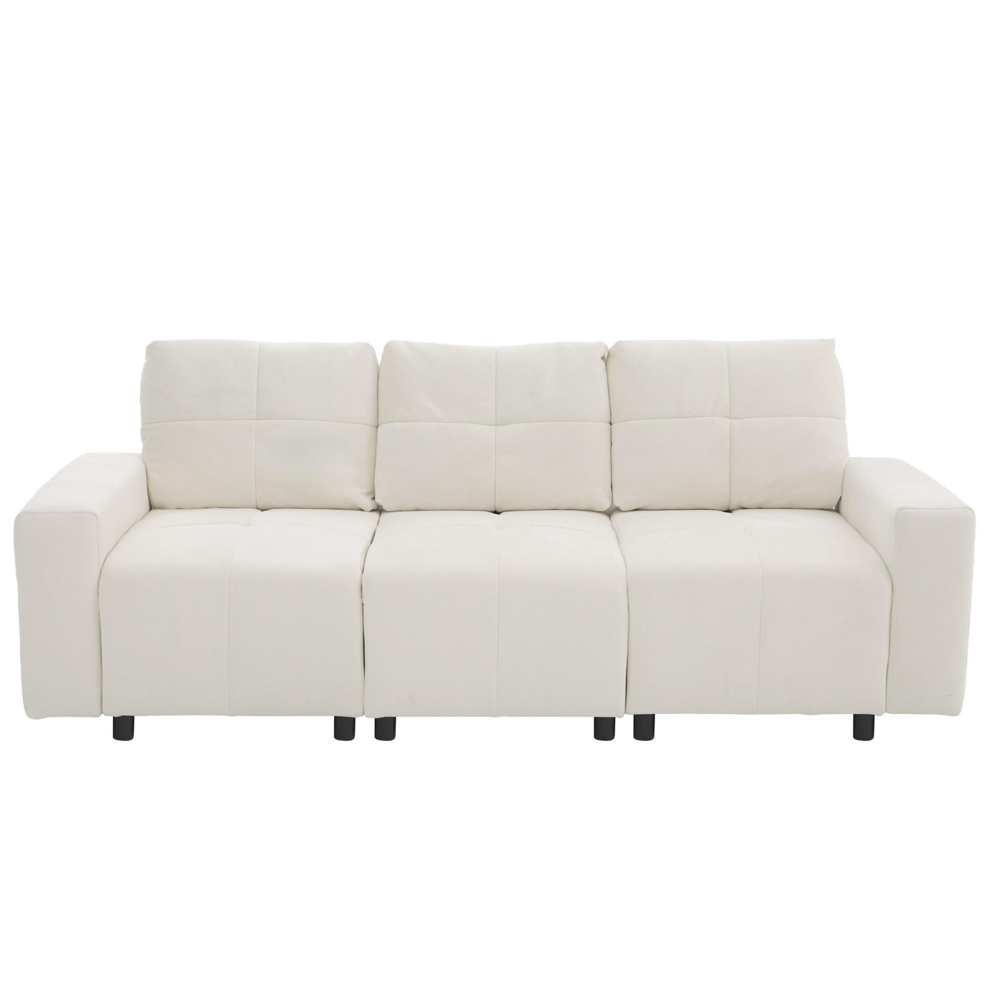 SCHLAFSOFA 213/94/84 cm mit verstellbarer Sitztiefe und Schlaffunktion, Chenille-Bezug, Beige-Weiß - Beige, Kunststoff (213/84/94cm) - Redom
