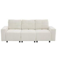 SCHLAFSOFA 213/94/84 cm mit verstellbarer Sitztiefe und Schlaffunktion, Chenille-Bezug, Beige-Weiß - Beige, Kunststoff (213/84/94cm) - Redom