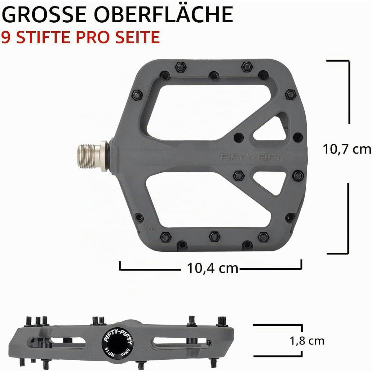 FAHRRADPEDALE Nylon Composite Grau 9/16 Zoll - Grau, Kunststoff (10.4/1.5/10.4cm)