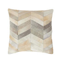 PATCHWORK-KISSEN Fell & Leder 45/45 cm Chevron - Multicolor, Leder/Textil (45/45cm) - Homescapes