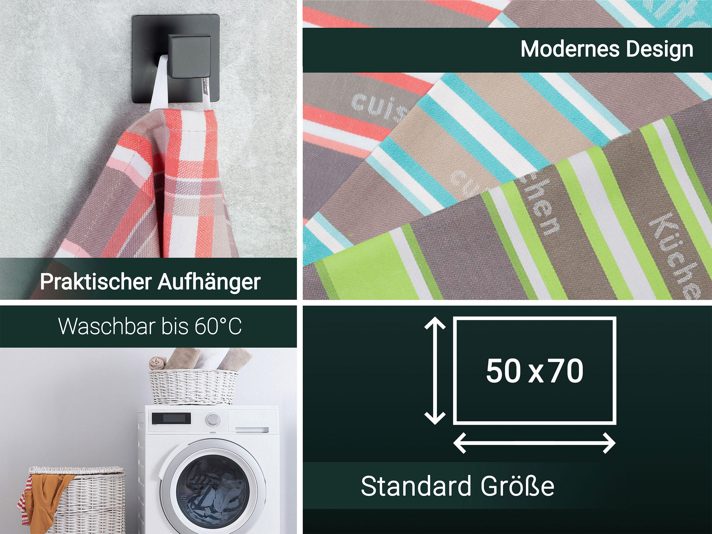 GESCHIRRTÜCHER, 4er-Set, 50x70 cm, 100% Baumwolle, Rot - Koralle, Textil (50/70cm) - Zollner