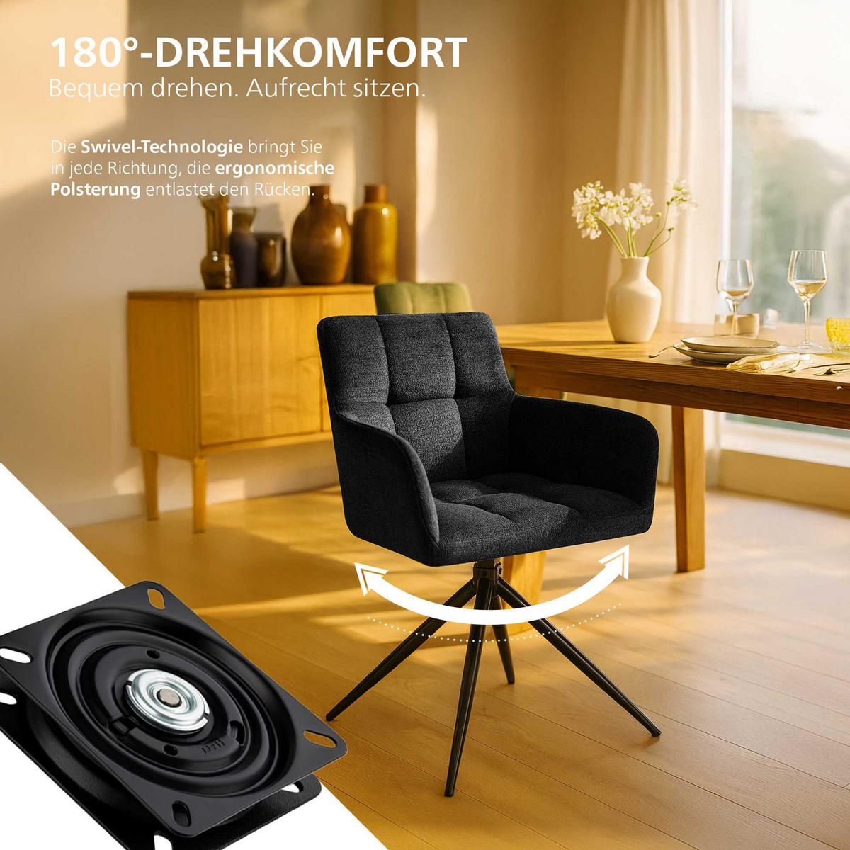 Schwarz, Textil/Metall (59/87/59cm) - CLP