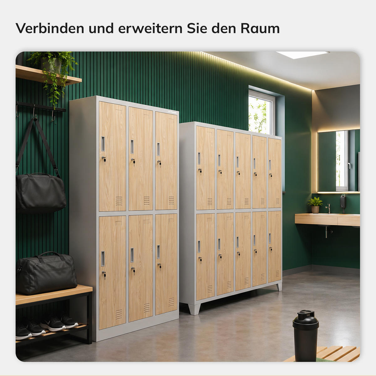 ARBEITSSCHUTZ-GARDEROBENSCHRANK 6-Türiger IGOR 185x90x45 cm - Grau/Sonoma Eiche, Metall (90/185/45cm) - Jan Nowak