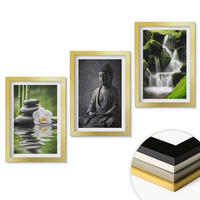 WANDBILDER 3er Set - 20x30 cm Goldrahmen - Entspannende Zen-Wassermalerei - Goldfarben, Kunststoff (20/30cm) - ArtPrintCave