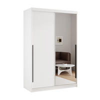 SCHIEBETÜRENSCHRANK SILENTE 140 cm mit Einlegeböden und Kleiderstange - Weiß, Holzwerkstoff (140/205/60cm) - Idohome