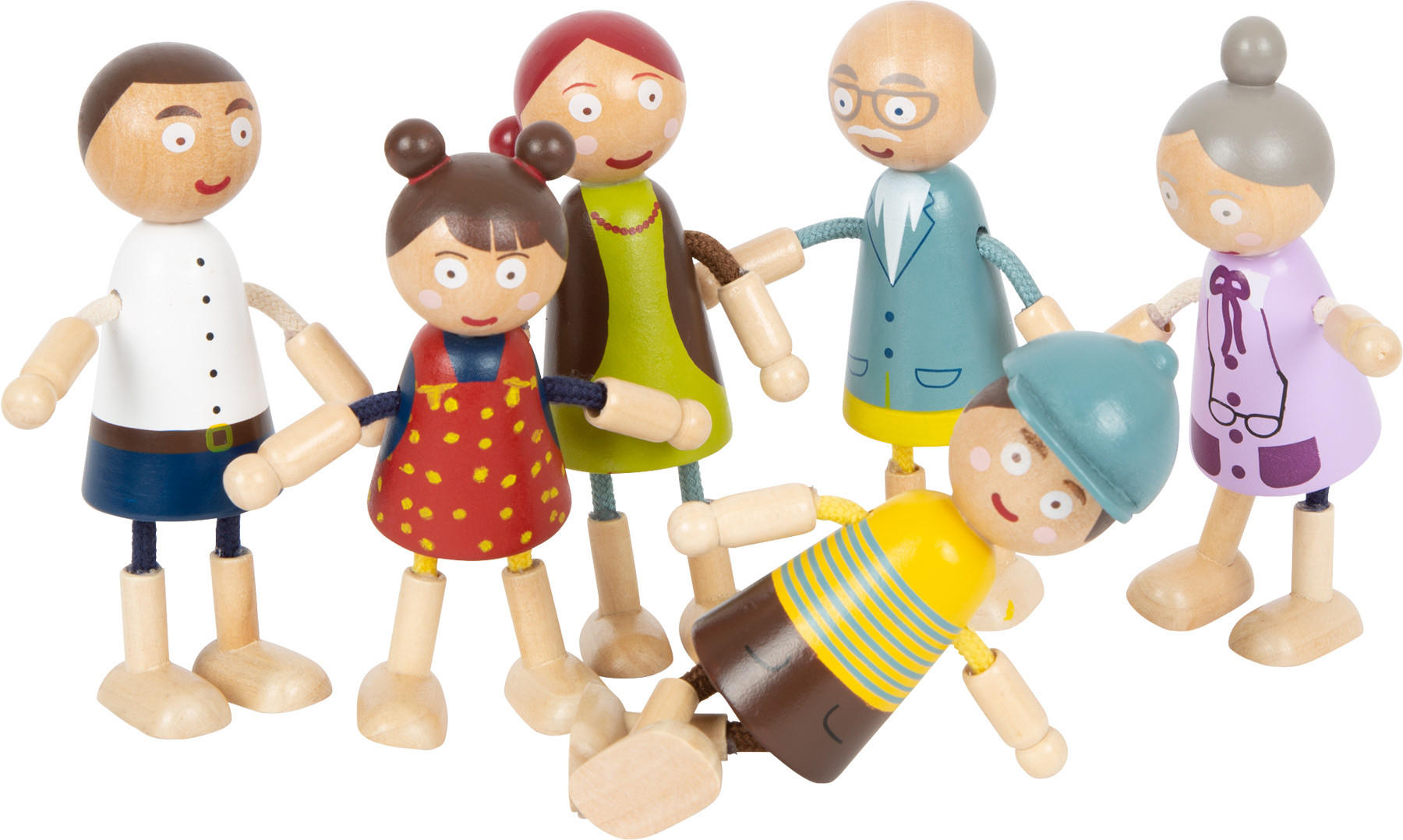 BIEGEPUPPEN-FAMILIE AUS HOLZ - Naturfarben, Holz (3/7.5/10cm) - small foot