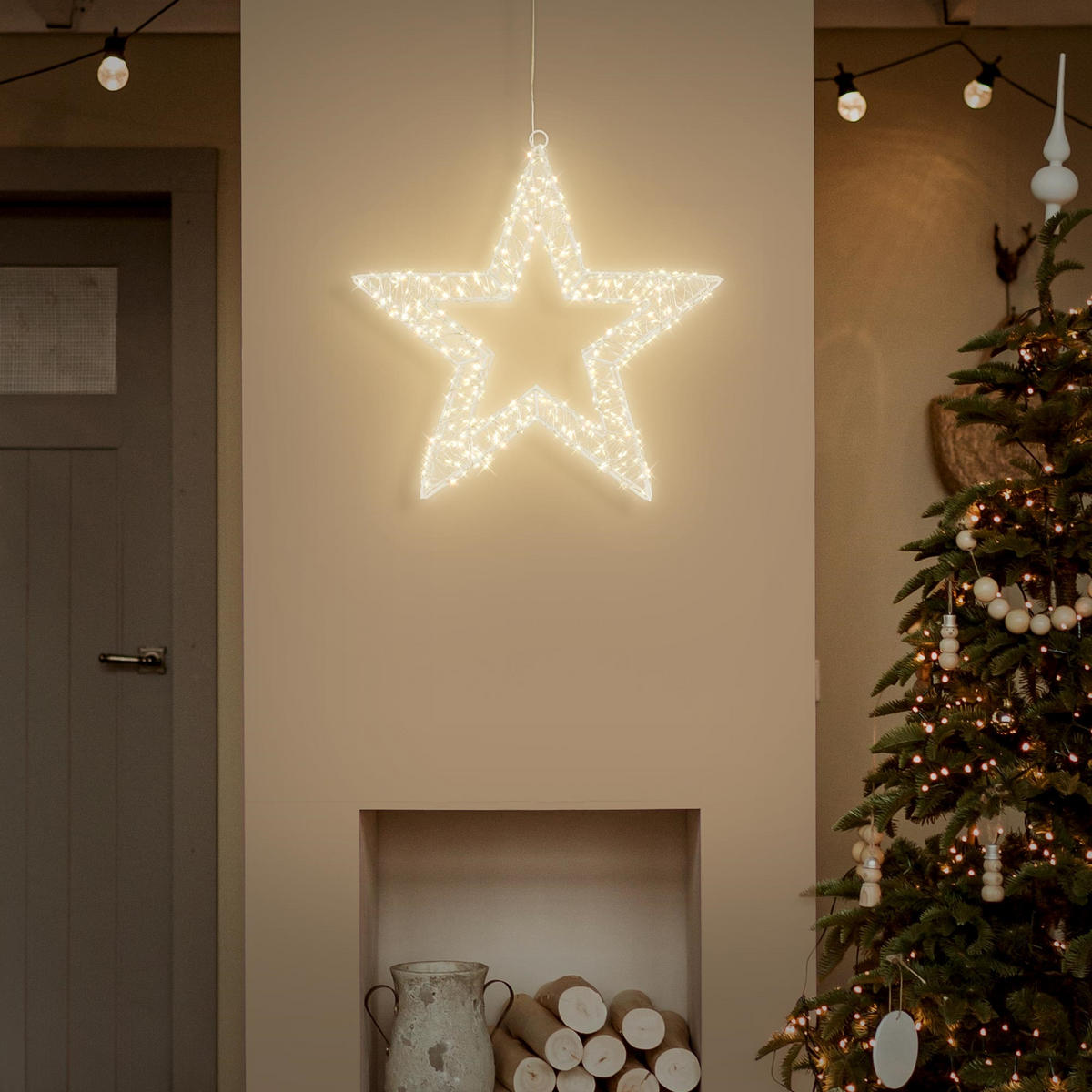 LED-DEKORATION Stern aus Draht 50 cm - Goldfarben, Metall (8/38/38cm) - Home Styling Collection