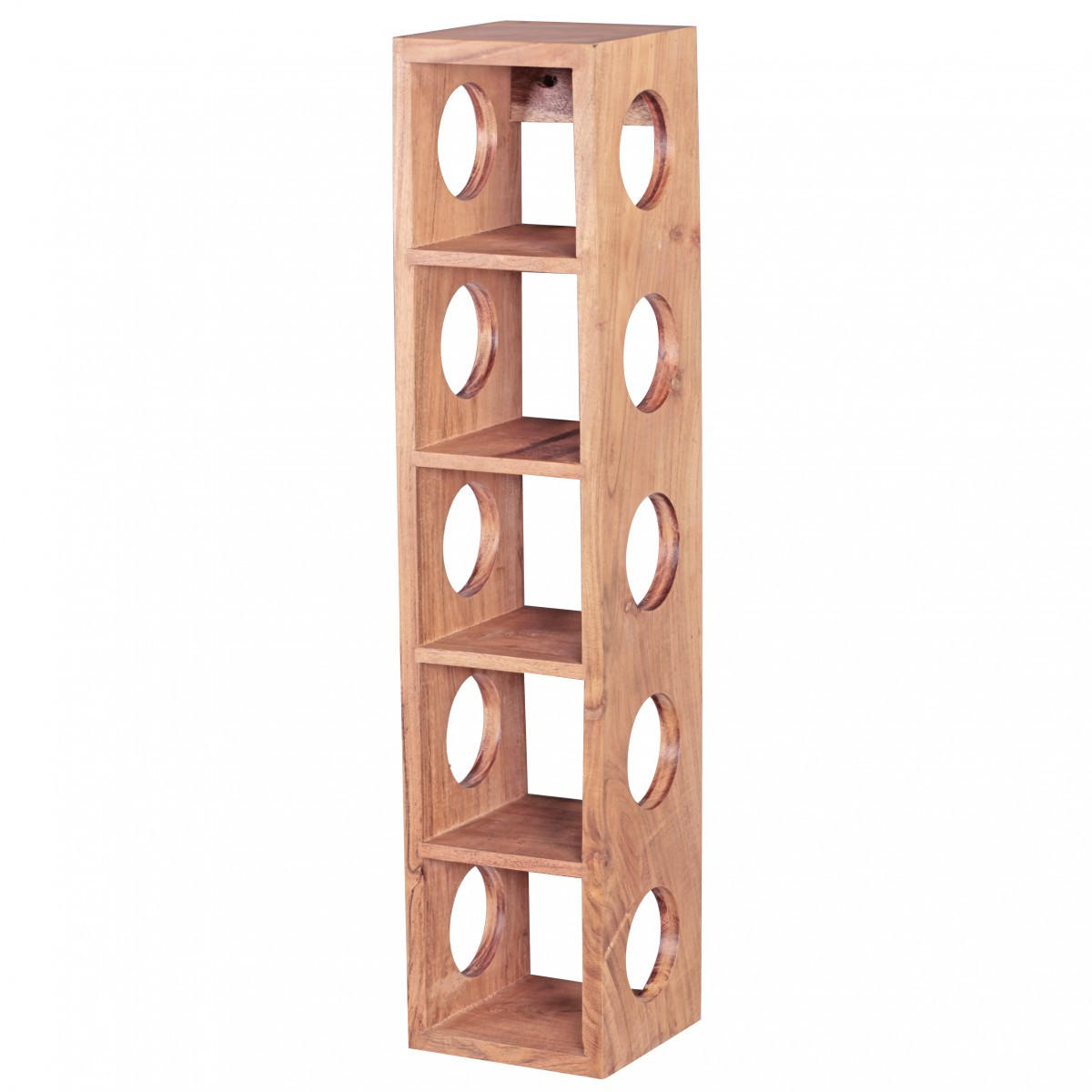 WEINREGAL Massivholz mit 5 Fächern Wandmontage Edelholz-Optik, Beige 70 cm - Beige, Holz (15/70/15cm) - KADIMA DESIGN