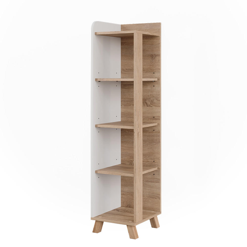 BADREGAL Karen Sonoma/Weiß 30 x 128 cm mit 4 Fächern - Weiß/Sonoma Eiche, Holzwerkstoff (30/128/35cm) - Vicco