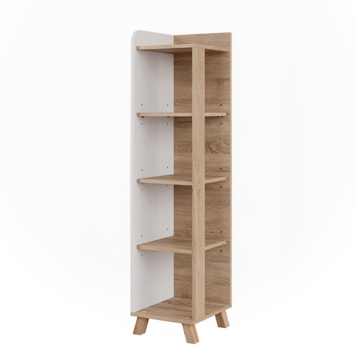 BADREGAL Karen Sonoma/Weiß 30 x 128 cm mit 4 Fächern - Weiß/Sonoma Eiche, Holzwerkstoff (30/128/35cm) - Vicco