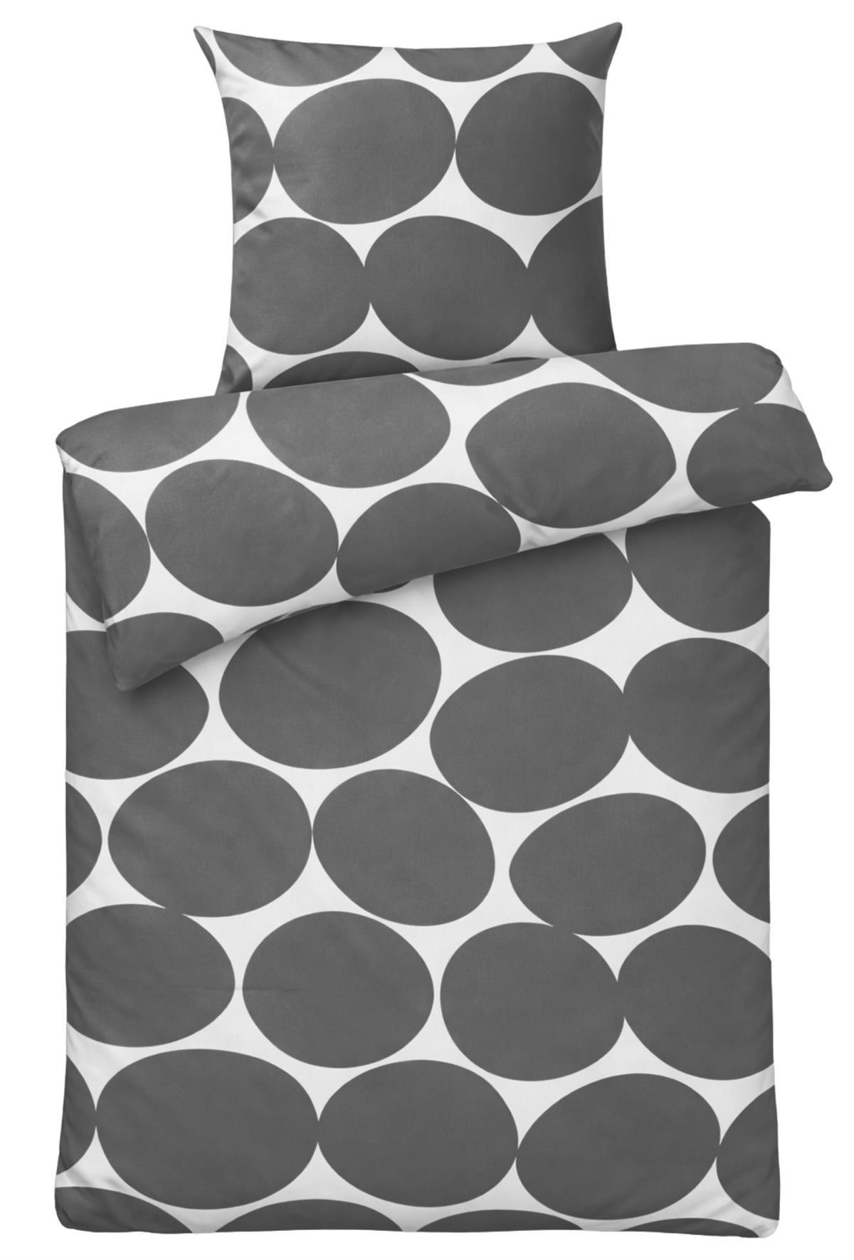 BETTWÄSCHE Mako Perkal 135x200 cm aus 100% Baumwolle mit Reißverschluss, Bettbezug gepunktet 135 x 200 - Schwarz - Schwarz, Textil (135/200cm) - Carpe Sonno