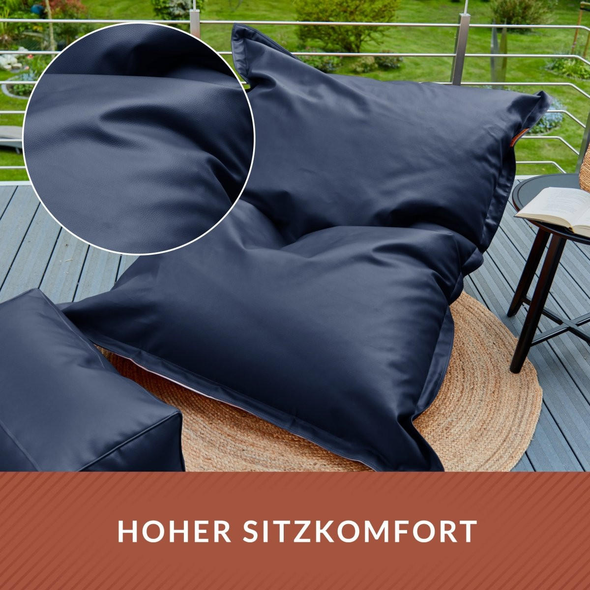 INDOOR RIESEN SITZSACK XXL Kunstleder - Dunkelblau, Textil (140/25/180cm) - Green Bean