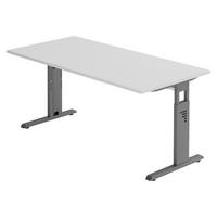 SCHREIBTISCH Serie-O 80/180/74 cm in Grau/Graphitfarben - Graphitfarben/Grau, Holzwerkstoff (80/180/74cm) - bümö