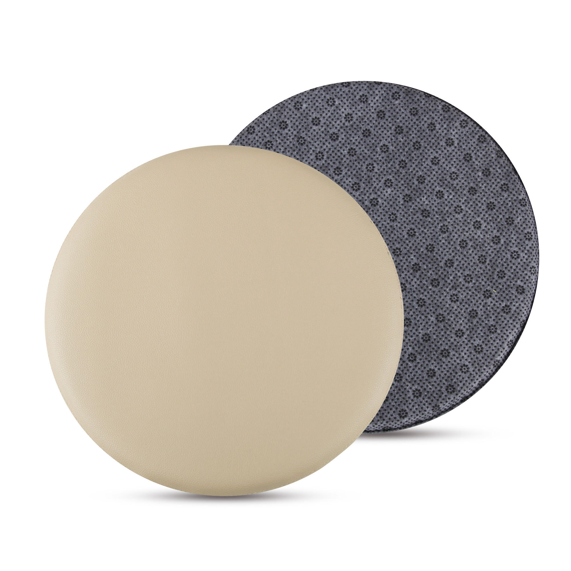 STUHLKISSEN 2er Pack ⌀ 38cm taupe Lederimitat mit Antirutsch - Taupe, Textil (38/38/1cm) - Bestlivings