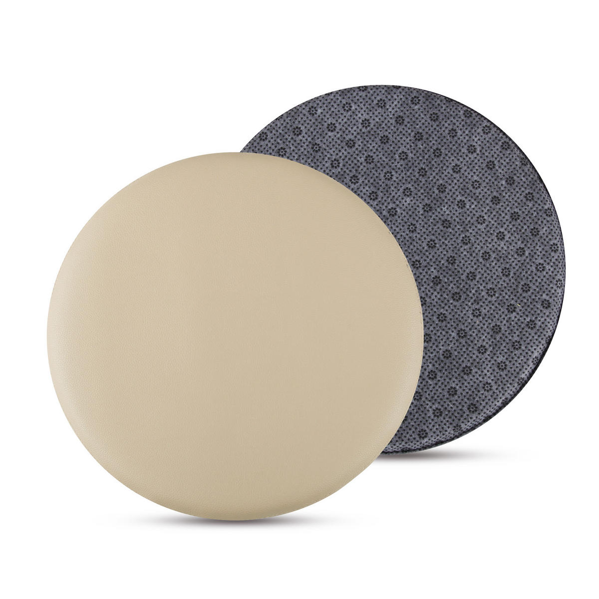 STUHLKISSEN 2er Pack ⌀ 38cm taupe Lederimitat mit Antirutsch - Taupe, Textil (38/38/1cm) - Bestlivings