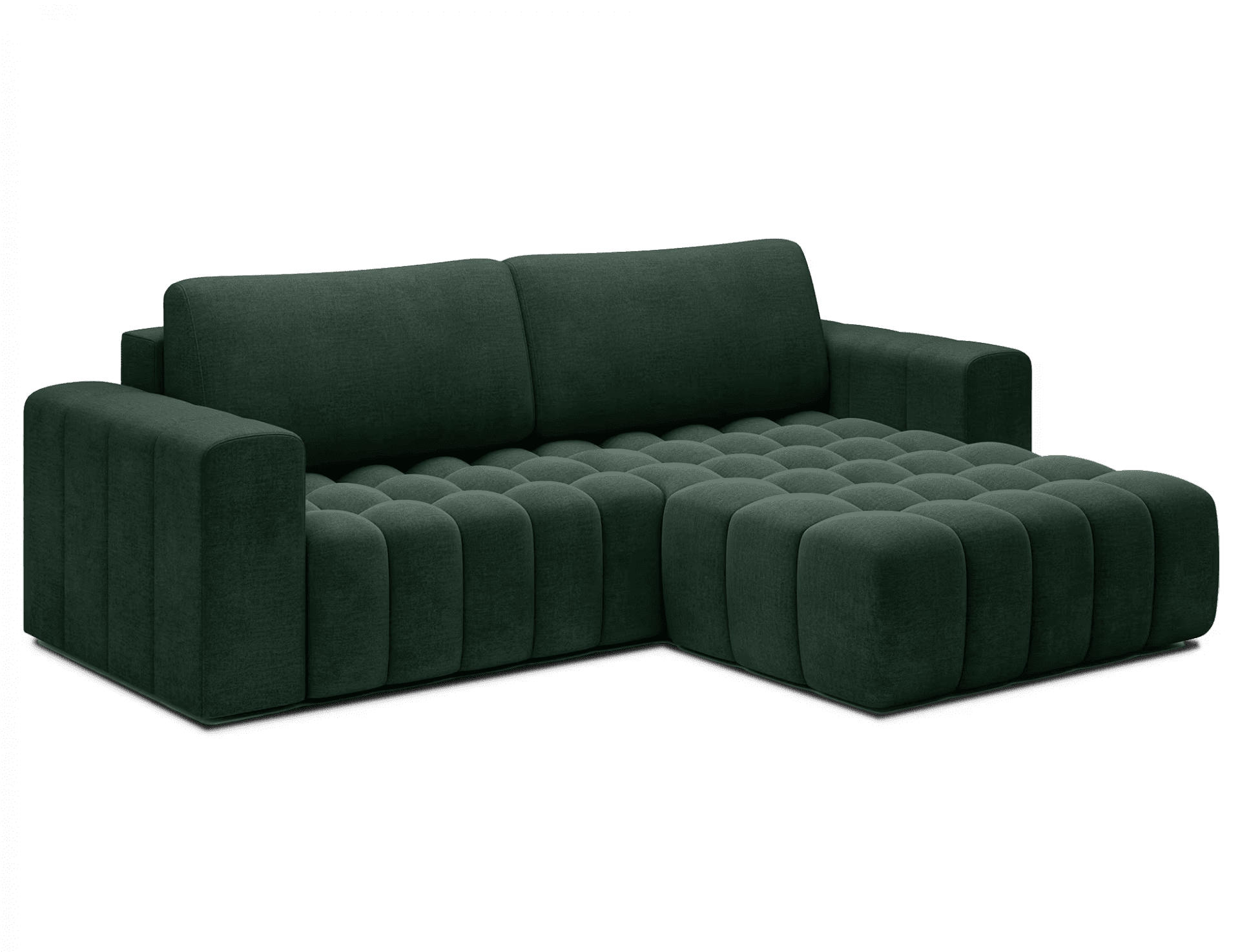 ECKSOFA mit Schlaffunktion und Bettkasten, Velours-Stoff - Dunkelgrün/Schwarz, Textil (175/250cm) - Eltap