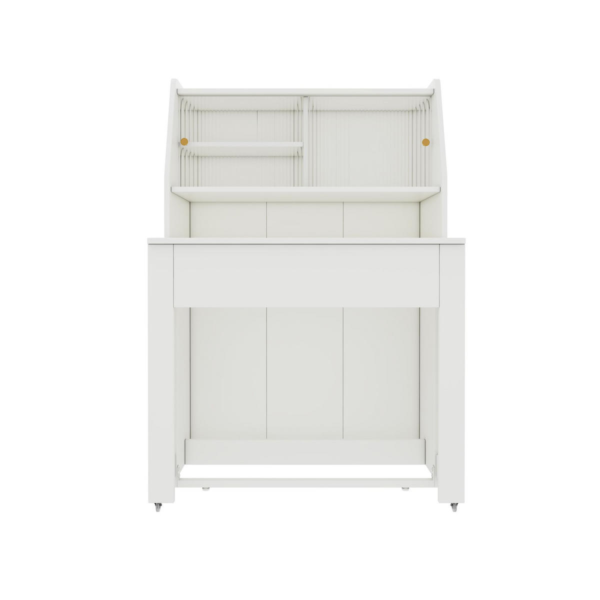 AUSZIEHTISCH 52-132,5/80/76 cm in Weiß – mit Stauraum und Glasfach - Weiß, Holzwerkstoff (80/52/76cm) - BEAOK
