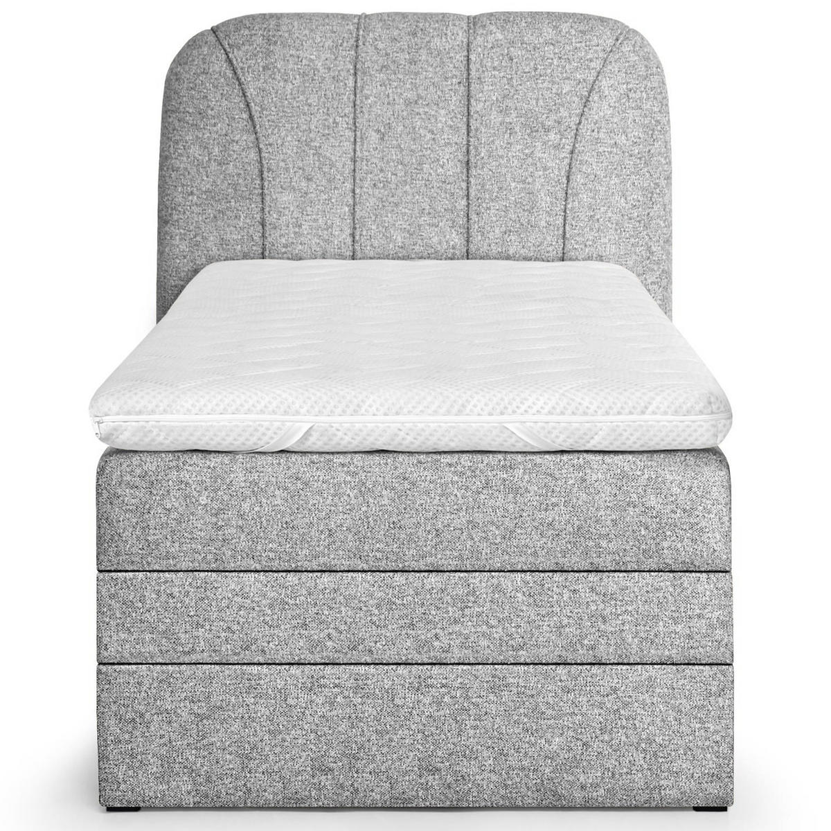 BOXSPRINGOVÁ POSTEL Romeo, jednolůžko s elektrickým polohováním matrace, 90x200 cm, světle šedá - světle šedá, textil (90/200cm) - Beautysofa