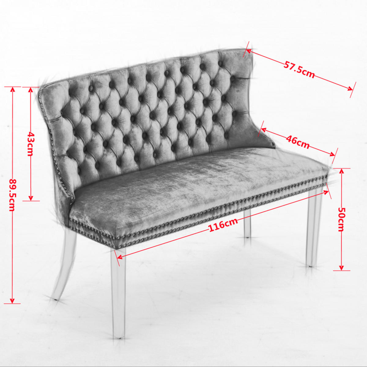 BARSTUHL-SET Samt Schwarz - Schwarz, Metall (116/89.5/58cm) - Meubliv