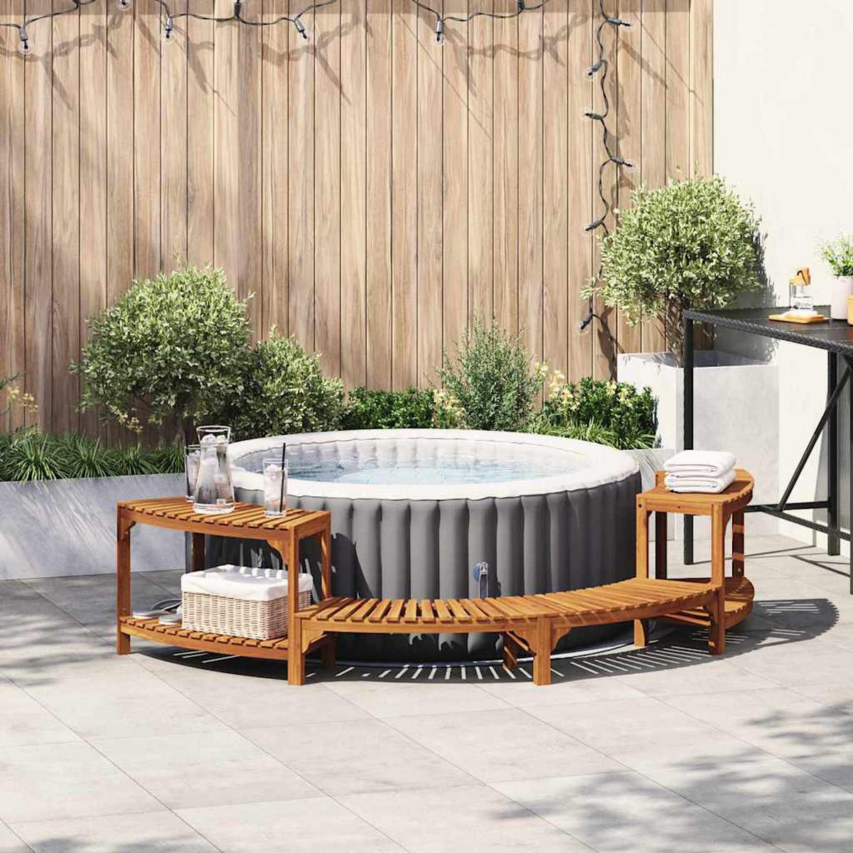 WHIRLPOOL Umgebung Halb-Rund Braun 252/112/55.5 Cm - Braun, Holz (112/55.5/252cm) - vidaXL