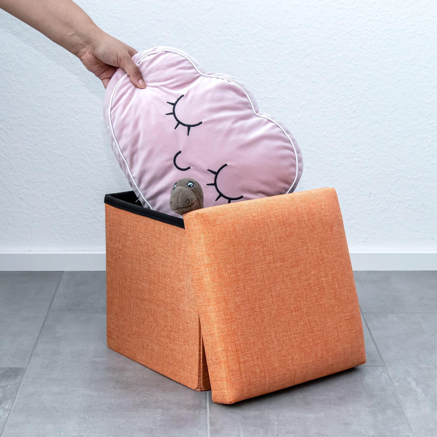 SITZBOX Faltbar 30/30/30 cm (Orange) - Orange, Textil (30/30/30cm) - Intirilife