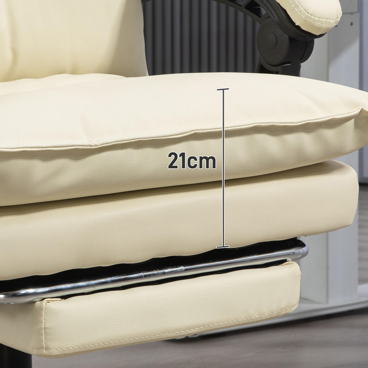 BÜROSTUHL höhenverstellbarer Schreibtischstuhl mit Liegefunktion, Fußstütze - Beige, Kunststoff (72/130/66cm) - Vinsetto