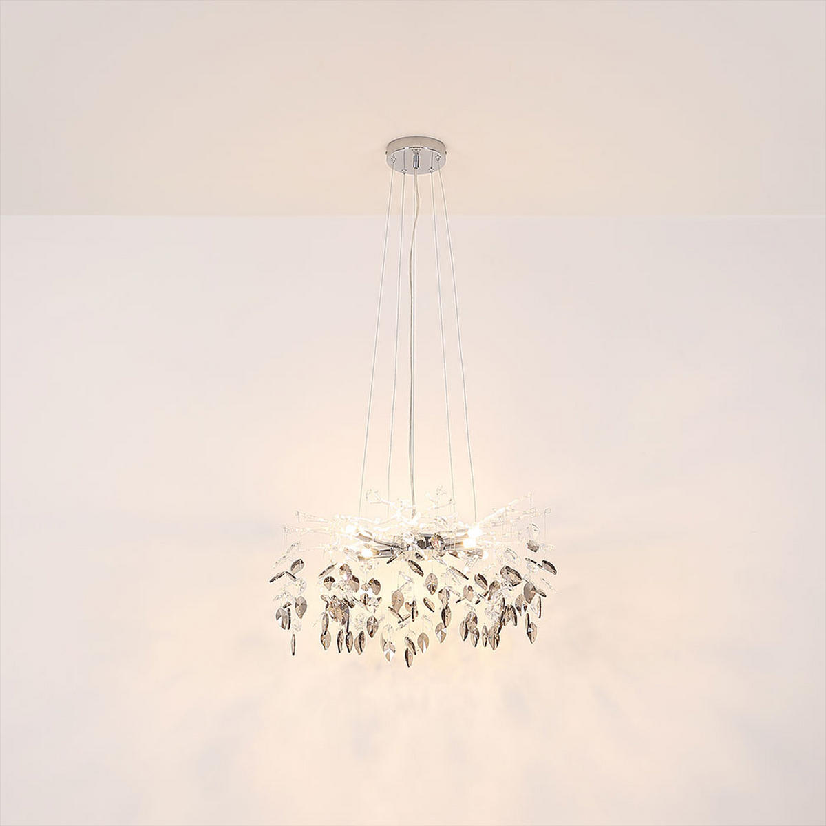 LED HÄNGELAMPE Metall Silber - Silberfarben, Glas (61/61/120cm) - Globo Lighting