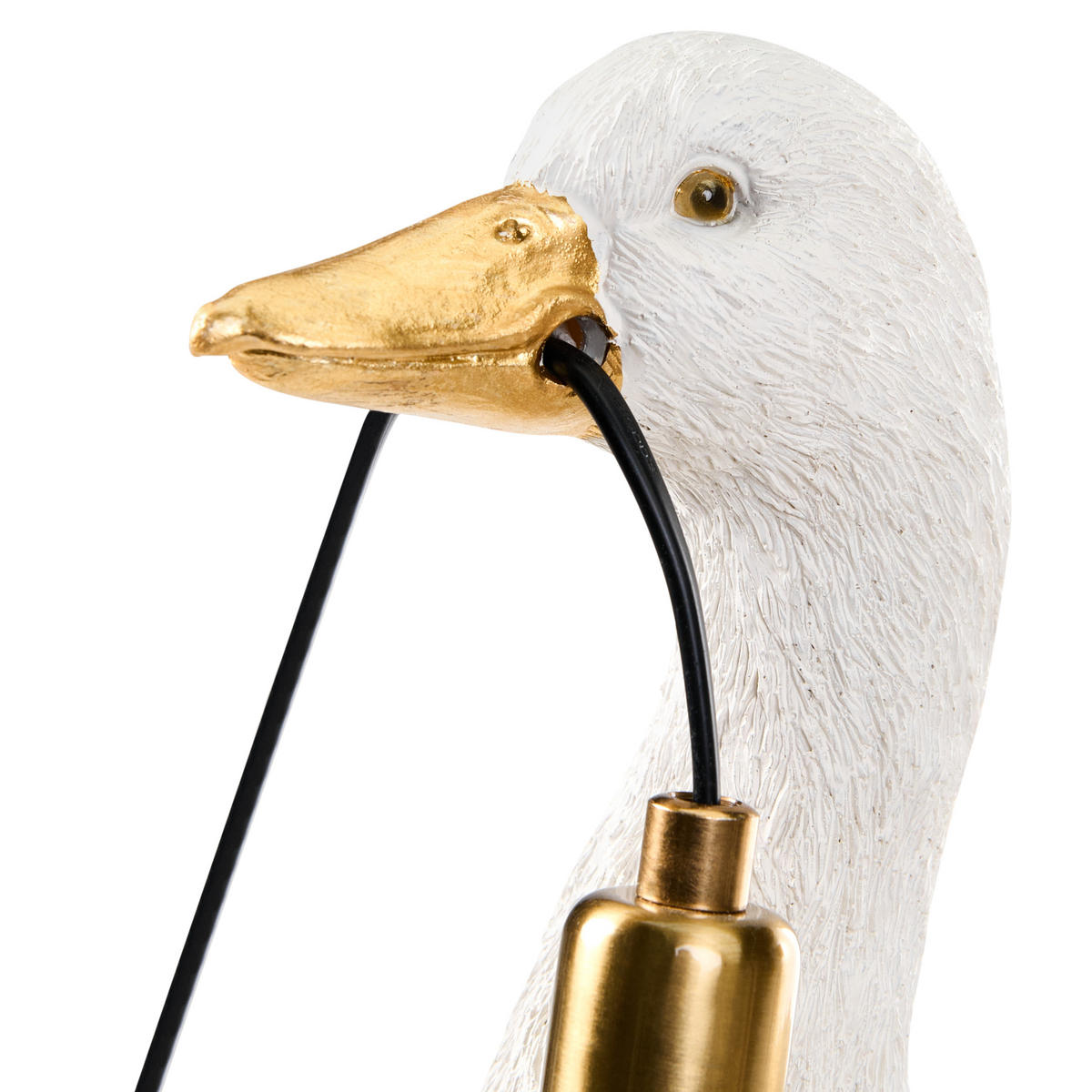 TISCHLAMPE Ente Weiß Daffy - Messingfarben/Goldfarben, Kunststoff (33/21/40cm) - Beliani