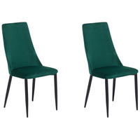 ESSZIMMERSTUHL 2er-Set Samtstoff Grün Clayton - Grün, Textil/Metall (47/96/58cm) - Beliani