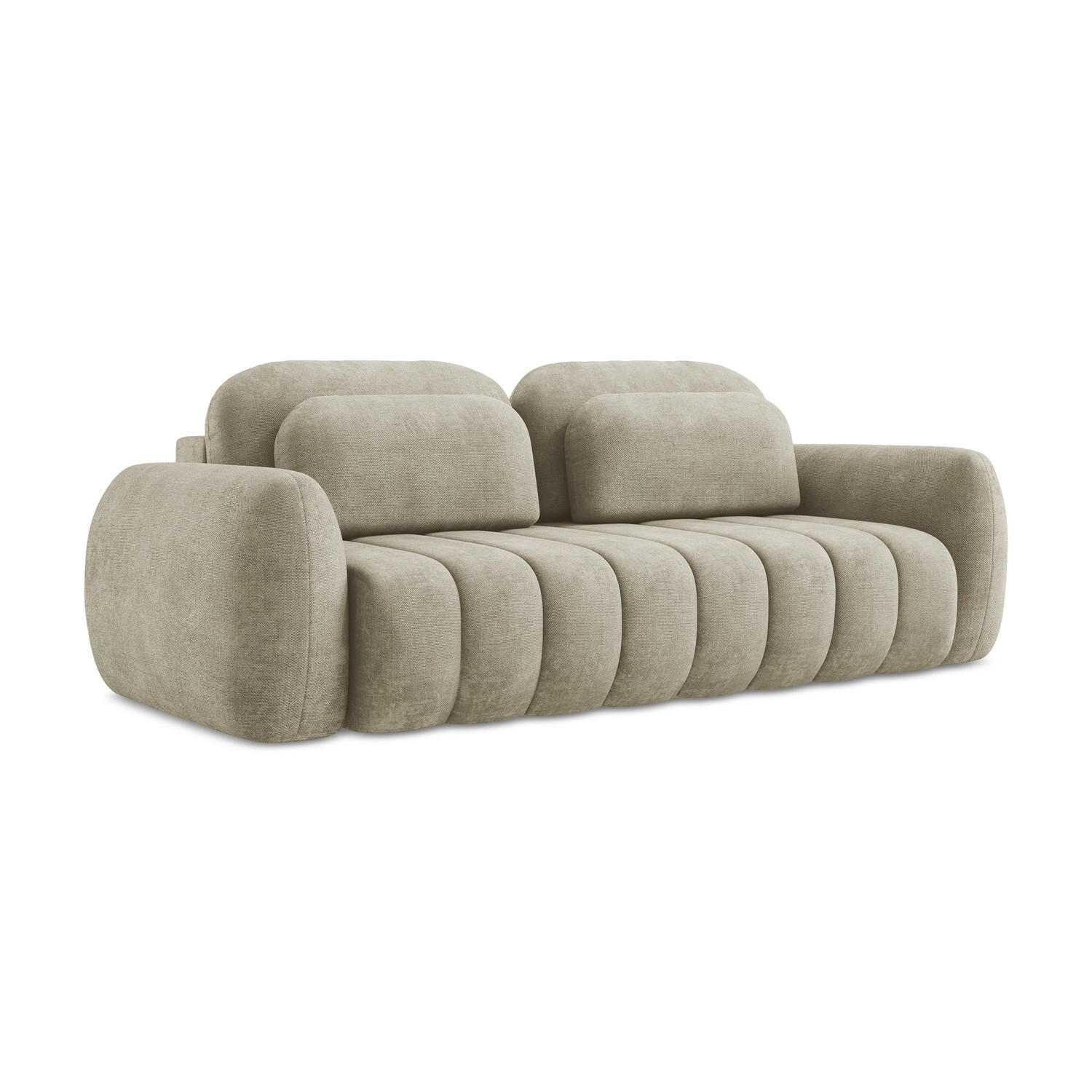 3-SITZER SOFA mit Schlaffunktion Chenille Stoff Beige - Beige/Schwarz, Holzwerkstoff/Kunststoff (266/95/121cm) - LaMiaSofa