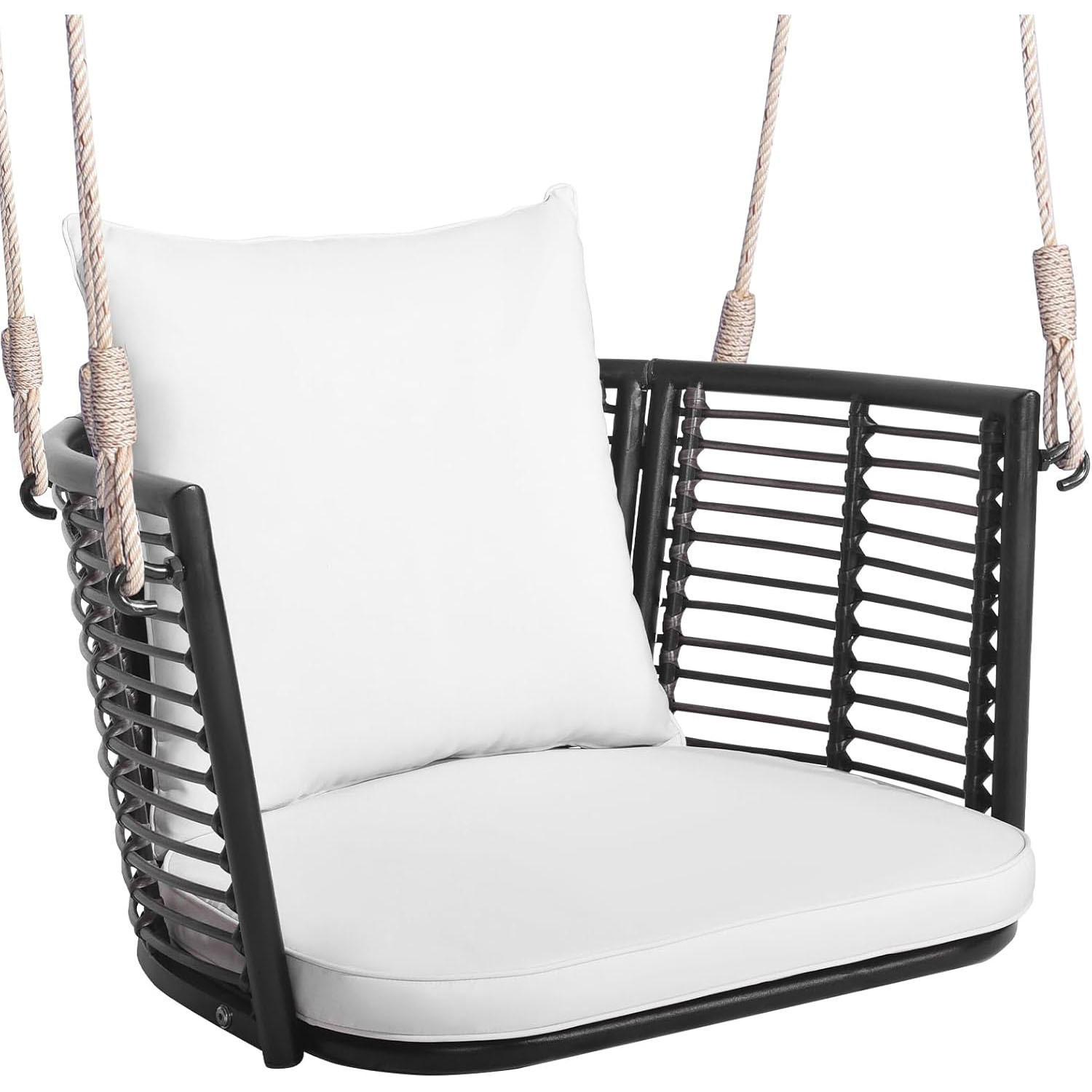 HÄNGESESSEL Weiß - Weiß, Metall (77/38/62cm) - COSTWAY