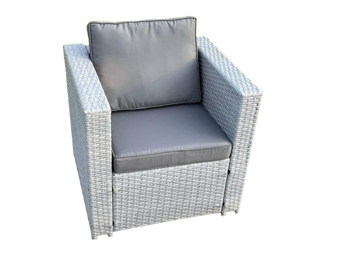 GARTENSESSEL Polyrattan Helles Grau - Hellgrau, Metall (74/66/65cm) - Fimous