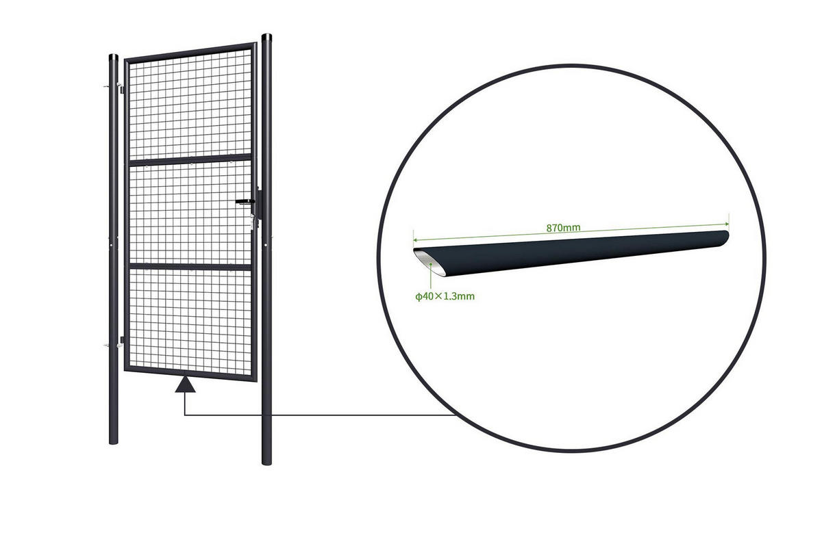 ZAUNTOR Olga grau 1m H.200cm Metall - Grau, Metall (106/206cm) - Casanoov
