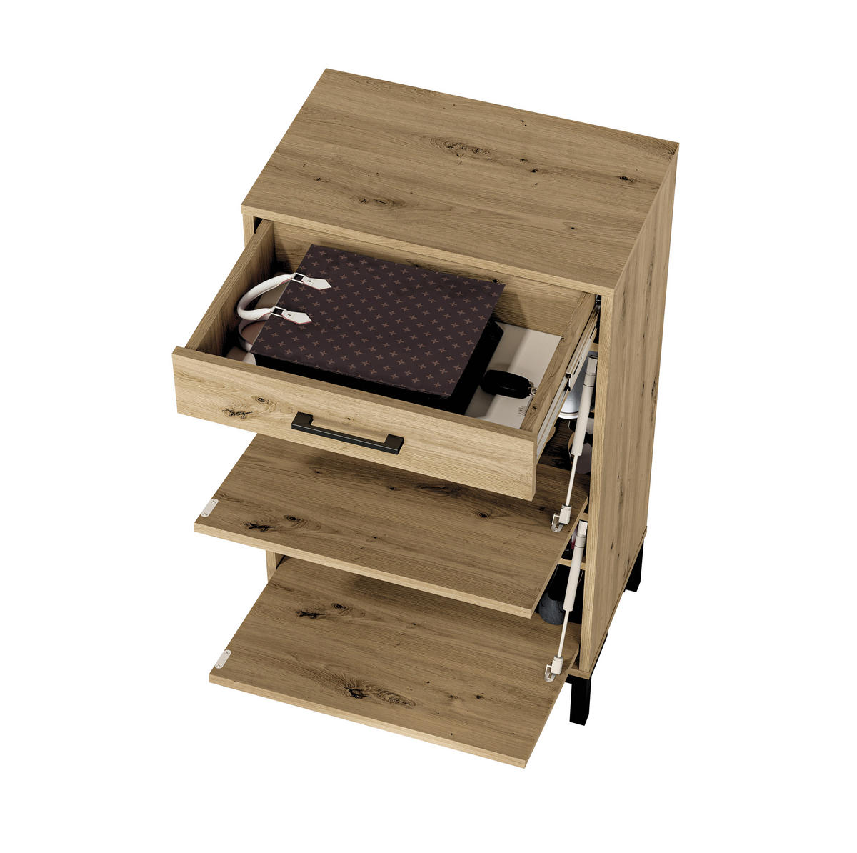 SCHUHSCHRANK Nevio Artisan Eiche 55 / 34 / 94cm - Eiche Artisan/Braun, Holz/Holzwerkstoff (55/94/34cm) - Feldmann-Wohnen