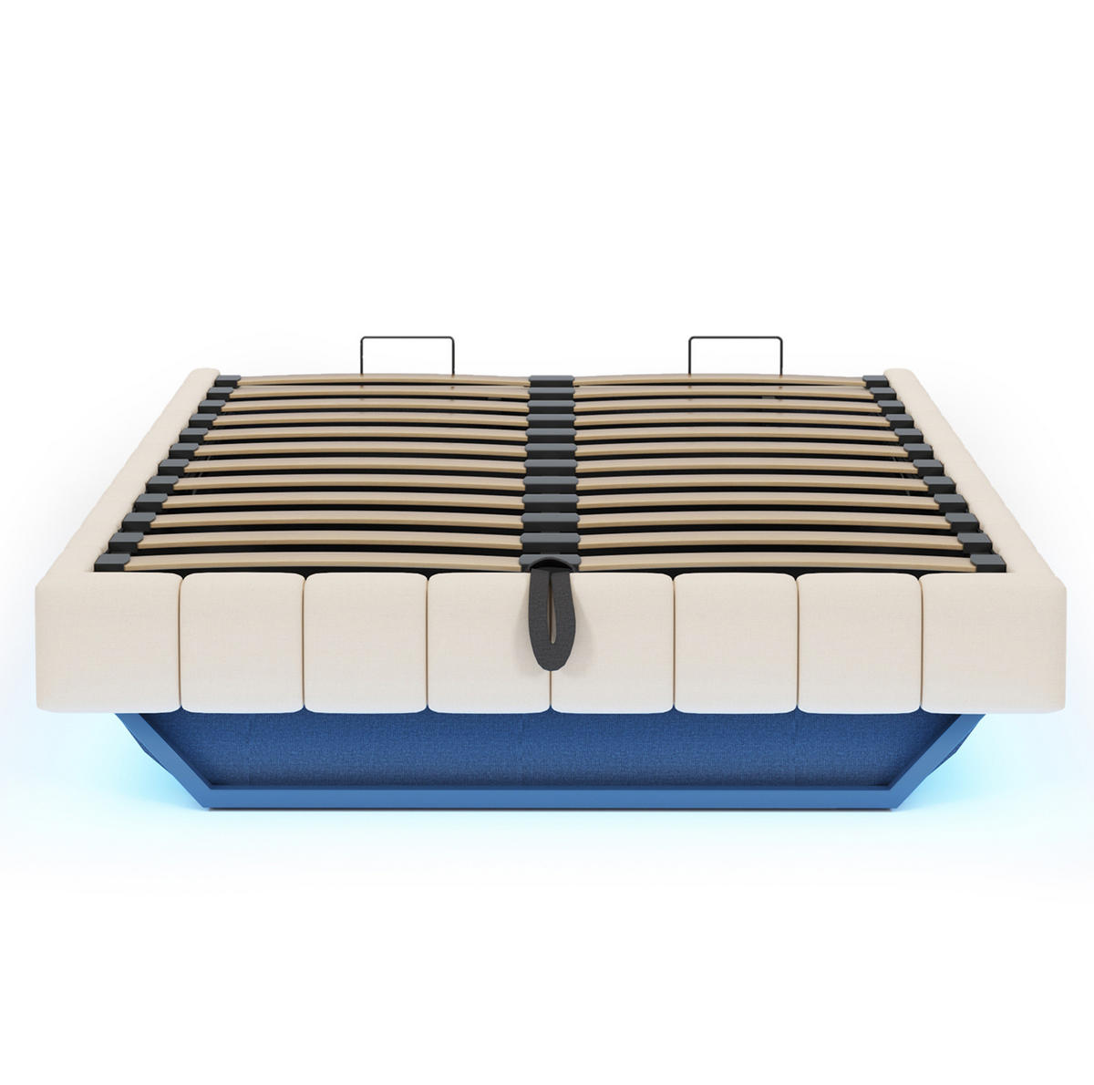 POLSTERBETT mit Bettkasten 160/200 cm mit LED-Beleuchtung, schwebende Optik - Beige, Textil (160/200cm) - BEAOK