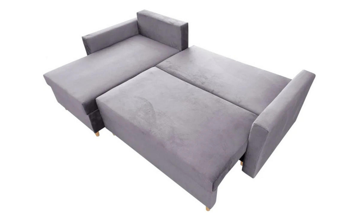 ECKSOFA Hellgrau MON Mit Schlaffunktion - Grau, Naturmaterialien/Textil (222/142cm) - Sepro Meble