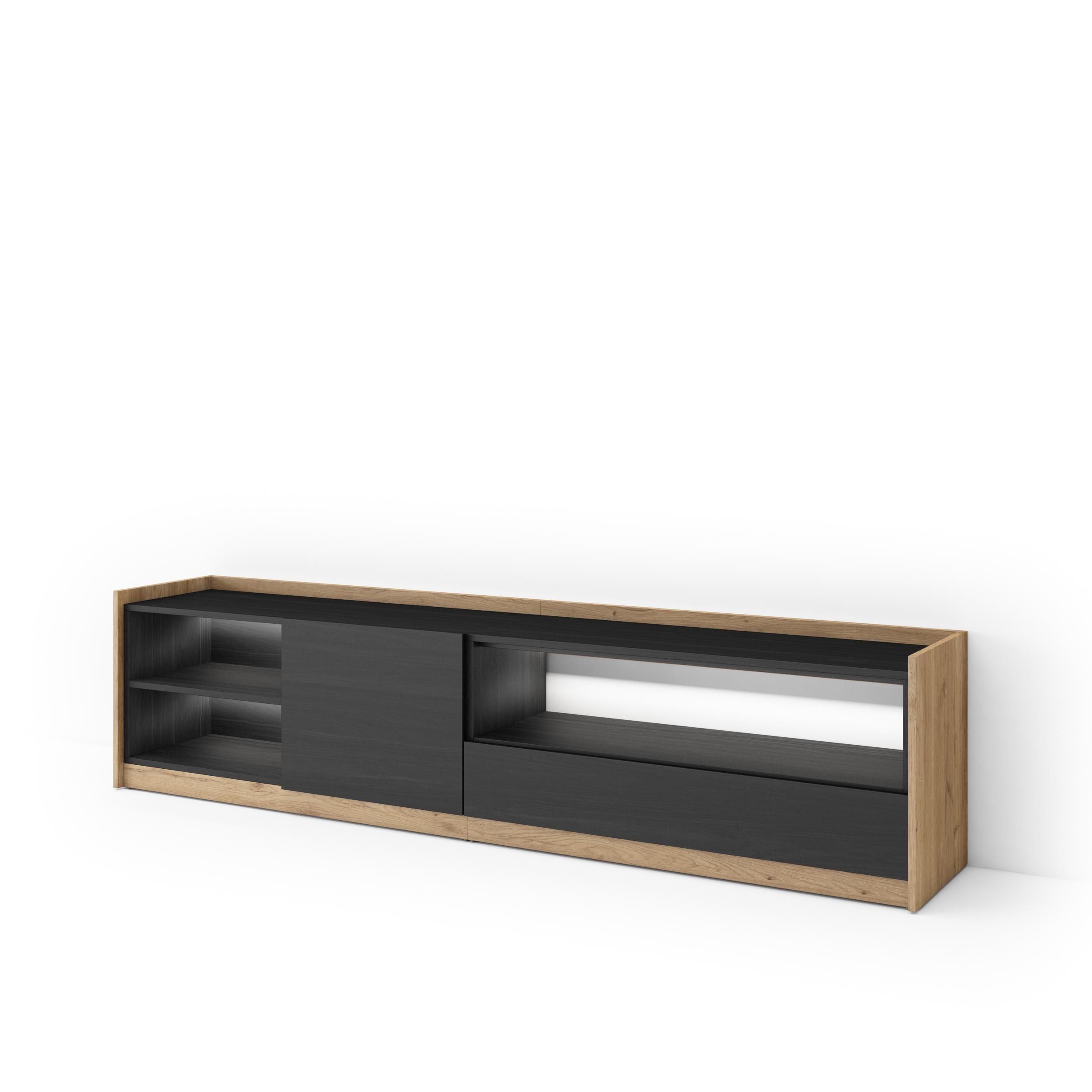Skraut Home Lowboard, Schwarz 207x50x37 cm