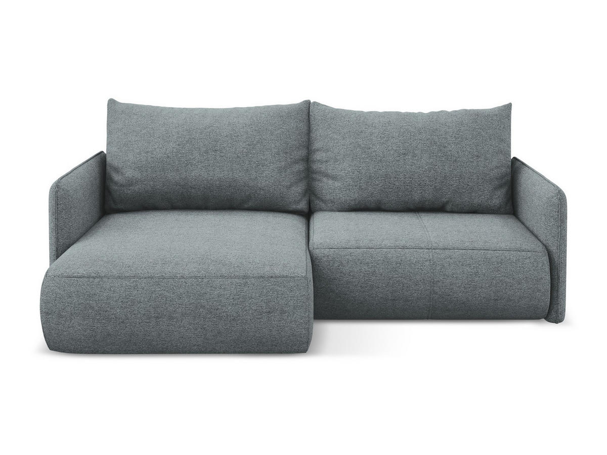 ECKSOFA mit Schlaffunktion Chenille Stoff Blau - Blau/Blaugrau, Kunststoff/Textil (148/207cm) - Makamii