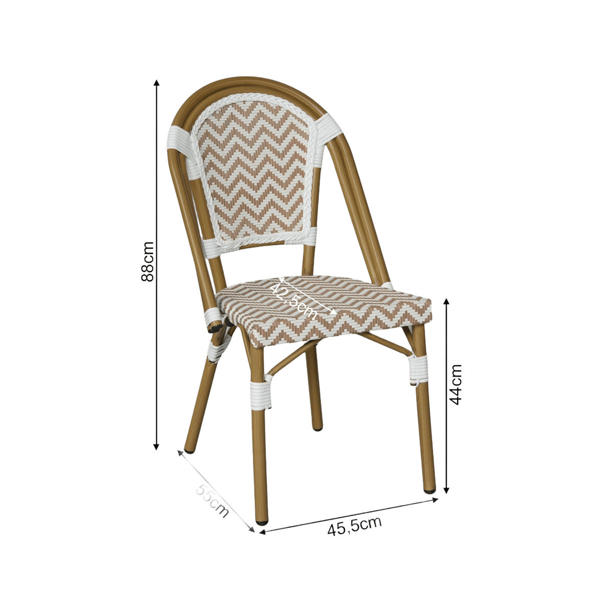GARTENSTÜHLE Braun Weiß 46/57/85 cm 2er-Set - Braun, Metall (46/85/57cm) - Mobili Rebecca