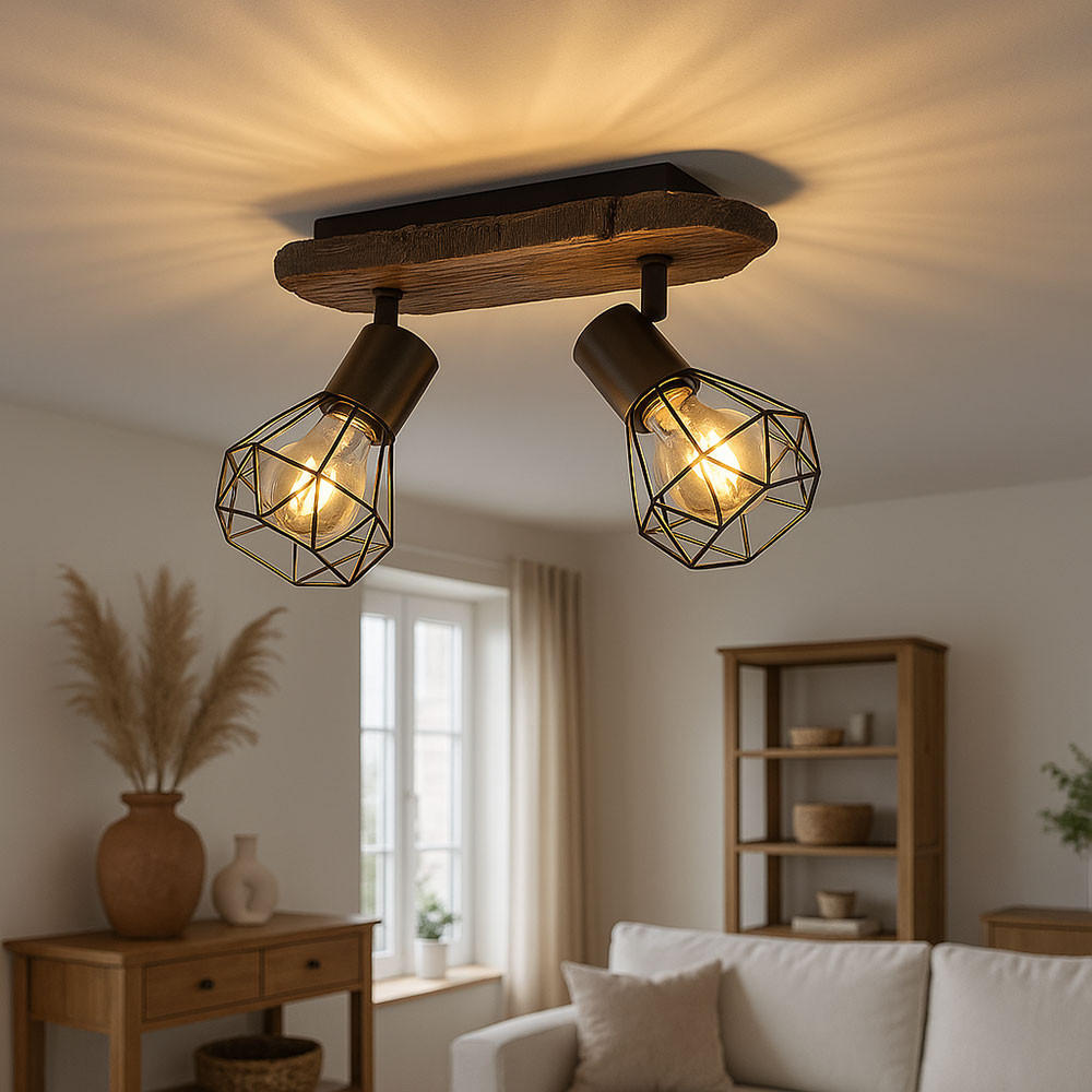 Thumbnail - Globo Lighting Deckenleuchte, Braun, Metall, 12x23x38.5 cm, Lampen & Leuchten, Innenbeleuchtung, Deckenleuchten