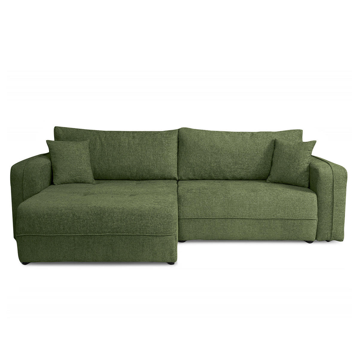 ECKSOFA mit Schlaffunktion - 244 cm - Wildeiche/Terracotta, Kunststoff/Textil (244/145cm) - home24