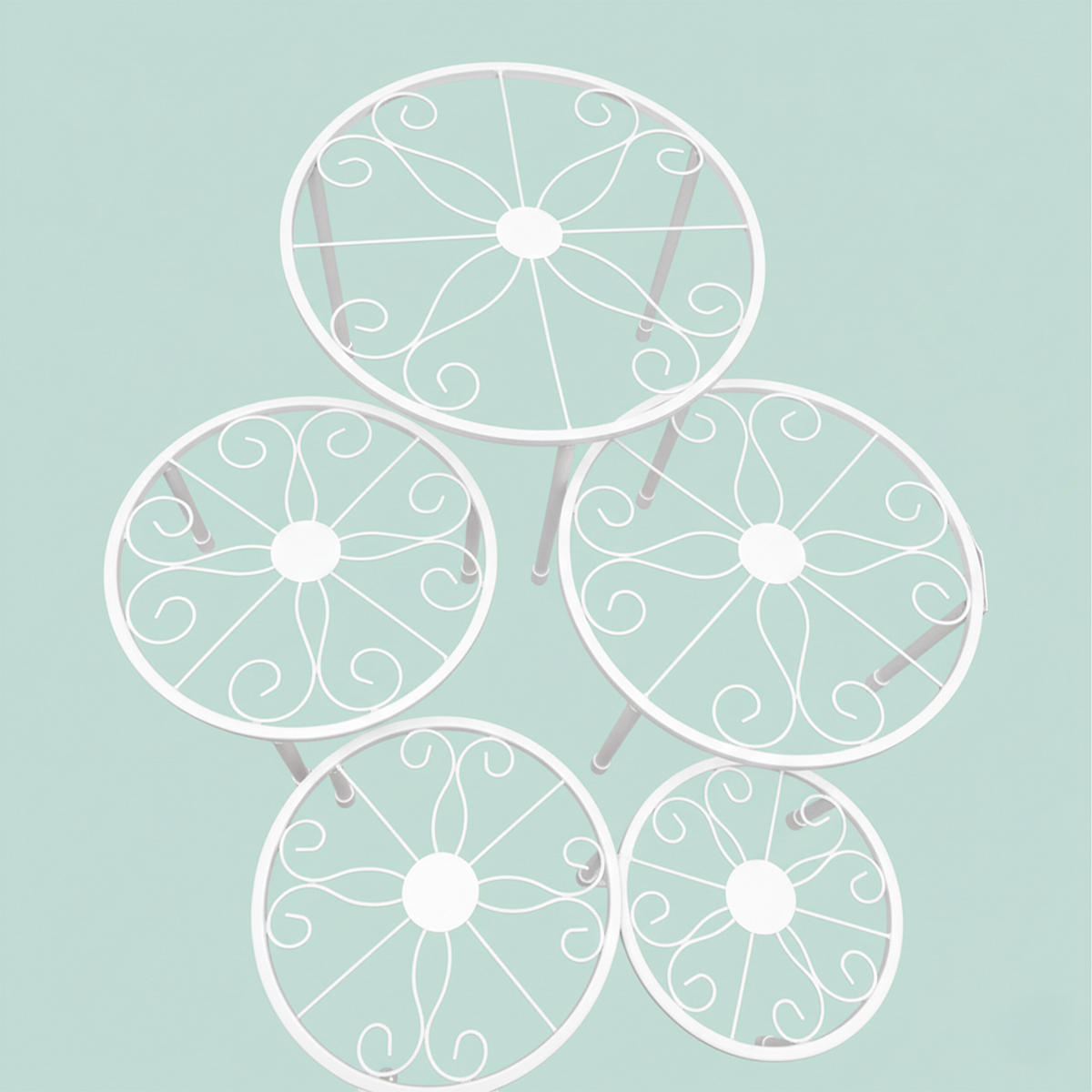 5DÍLNÁ sada stojanů na květiny - bílá, kov (30/20/30cm) - Relaxdays