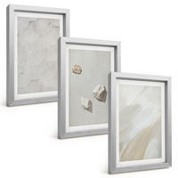 BILDER SET 3er Set - 20x30 cm Silberner Rahmen - Sandsteine moderne Farbe - Silberfarben, Kunststoff (20/30cm) - TULUP