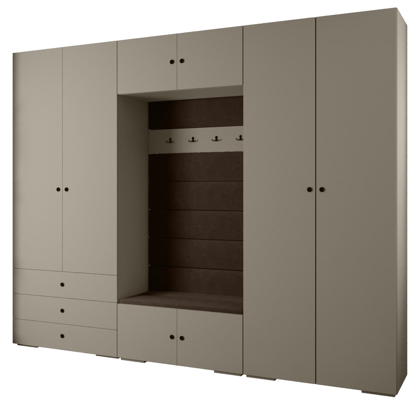 GARDEROBEN-SET 236,7/300/47 - Kaschmir/Schwarz, Holz/Kunststoff (300/236.7/47cm) - Abiks Möbel