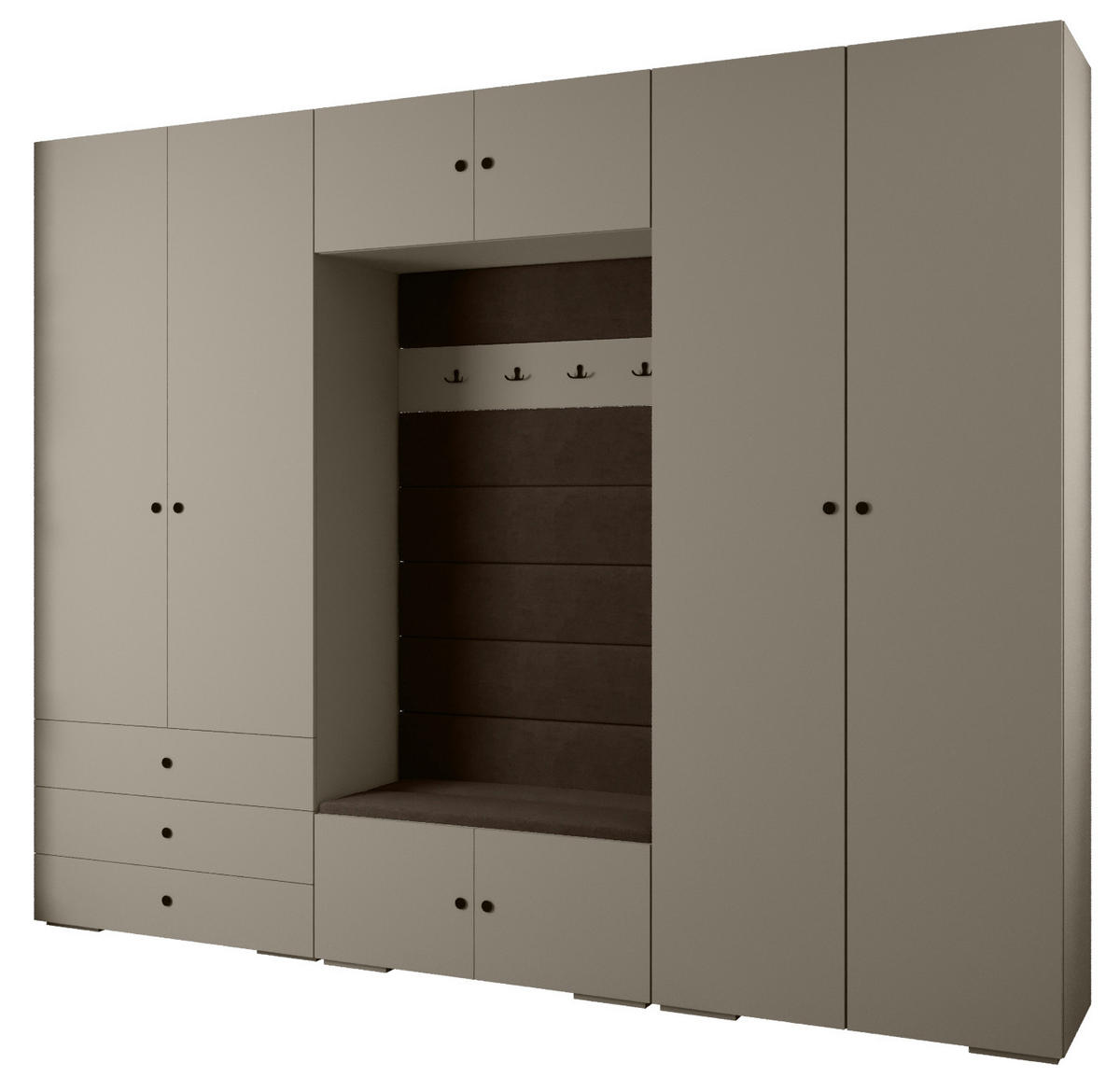 GARDEROBEN-SET 236,7/300/47 - Kaschmir/Schwarz, Holz/Kunststoff (300/236.7/47cm) - Abiks Möbel