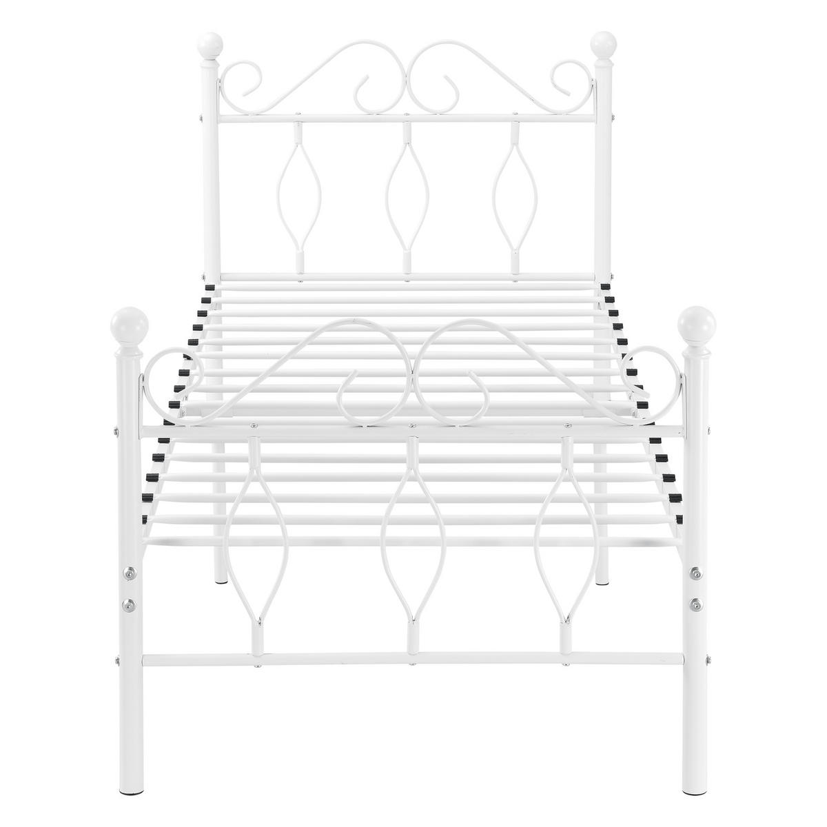 METALLBETT Apolda mit Matratze - Weiß, Textil/Metall (90/200cm) - [en.casa]