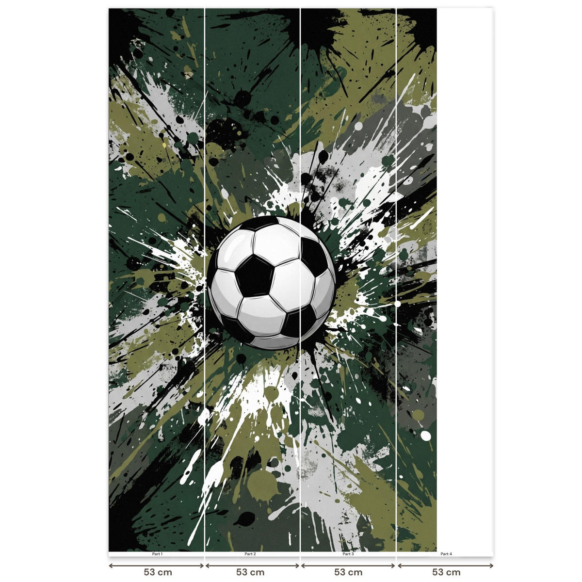 KINDERTAPETE - Fußball - Farbe - Spritzer - Grün - 180x300 cm - Dunkelgrün, Papier (180/300cm) - OnlyWow