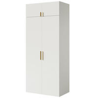 DREHTÜRENSCHRANK mit Aufsatz Napoli 2D 100 Weiß (schwarzer oder goldener Griff) - Silberfarben/Schwarz, Holzwerkstoff/Kunststoff (100/35/60cm) - mzm24